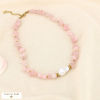 Collier acier inoxydable pierre perle acrylique 0126001 rose