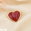 Broche épingle coeur vintage résine marbrée 0526043 rouge bordeaux