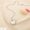 Collier sautoir acier inox billes pendentif cœur 0126130 argenté