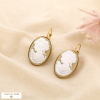 Boucles d’oreilles camée acier inoxydable résine 0326109 naturel/beige