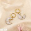 Boucles d’oreilles lune acier émail perle acrylique 0326106 naturel/beige