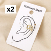 2 Bagues d'oreilles acier inoxydable strass trèfle 0326100 doré