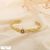 Bracelet jonc acier inoxydable émail motif trèfle 0226205 doré