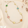 Collier acier inoxydable verre facetté coloré 0126151 multi