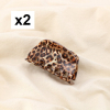 2 Pinces griffes cheveux léopard écaille résine 0626042 marron