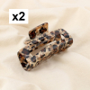 2 Pinces griffes cheveux résine marbré effet écaille 0626043 marron