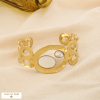 Bracelet jonc manchette acier nacre martelé ajouré 0226086 blanc