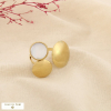 Bague ouverte acier nacre contemporain graphique 0426048 doré