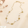 Collier acier ajouré bille fleur perle acrylique 0126161