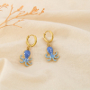 Boucles d’oreilles acier mini-créoles émail pieuvre 0326158 bleu