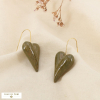 Boucles d’oreilles cœur acier inox émail marbré 0326170 vert kaki