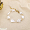 Bracelet acier perles acryliques effet baroque 0226224 blanc