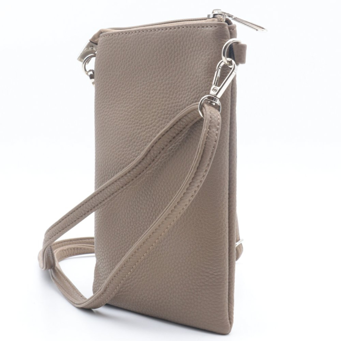Sacoche smartphone Flora&Co simili-cuir grainé poche extérieure 0922533 taupe