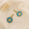 Breloque charm abeille acier inoxydable émail marbré 0626050 bleu canard