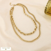 Collier double-rangs acier inoxydable 0126191 doré