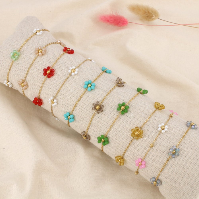 Ensemble 10 bracelets acier cristal perle fleur 0225608 multi2