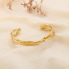 Bracelet jonc ouvert acier inoxydable torsadé ajouré 0226083 doré