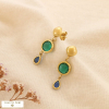Boucles d’oreilles acier cristal facetté multicolore 0326144 vert aqua