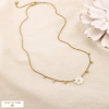 Collier acier inoxydable nacre strass fleur bille 0126154 doré