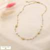 Collier trèfle acier inoxydable perle acrylique 0126162 doré