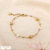 Bracelet trèfle acier inoxydable perle acrylique 0226175 doré