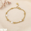Bracelet double rang acier perle acrylique bille 0226172 doré