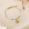 Bracelet marguerite acier inoxydable perle acrylique 0226176 doré