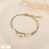 Bracelet double rang coeur acier perle acrylique 0226182 doré