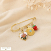 Broche épingle à nourrice acier coeur fleur fraise 0526062 multi