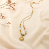 Collier soleil acier inox pierre perle acrylique 0126194 multi