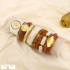 Ensemble 8 bracelets acier résine nuance camel beige 0226243 cognac
