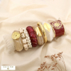 Ensemble 8 bracelets acier résine marbrée émail 0226245 rouge bordeaux
