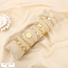 Ensemble 8 bracelets acier inoxydable perle nacre 0226248 doré
