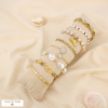 Ensemble 8 bracelets acier perle résine verre 0226252 naturel/beige