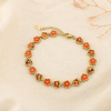 Bracelet acier inoxydable acrylique fleurs colorées 0226253 orange