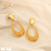 Boucles d'oreilles acier inox émail marbré gouttes 0326181 jaune