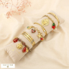 6 bracelets acier inoxydable résine émail 0226257 rouge