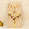 Ensemble 7 colliers acier polyester cristal résine 0126215 marron