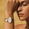 Bracelet manchette acier inoxydable texturé nacre 0226048