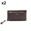2 portefeuilles compagnons Flora&Co simili-cuir grainé 0926508 marron foncé