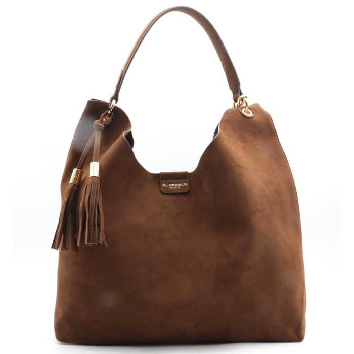 Sac Hobo Flora&Co simili-cuir daim pochette amovible 0926509 marron foncé