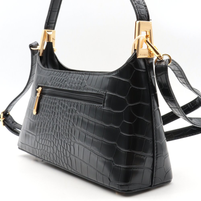 Sac baguette porté épaule Flora&Co simili-cuir croco 0926512 noir