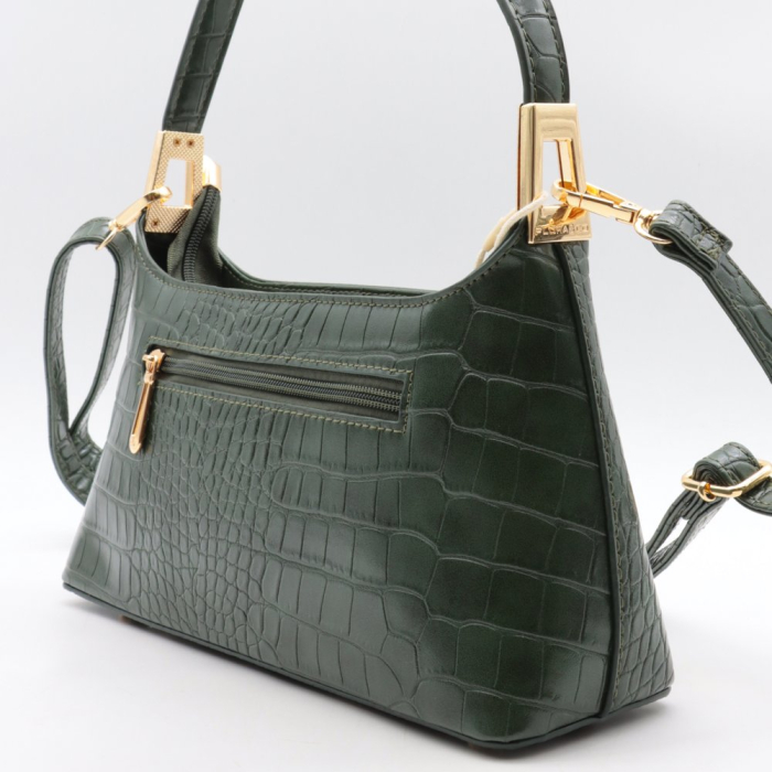 Sac baguette porté épaule Flora&Co simili-cuir croco 0926512 vert kaki