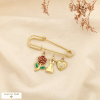 Broche épingle à nourrice acier inox coeur rose robe 0526052 rouge