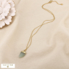 Collier acier inoxydable pierre corne facettée 0126223 vert