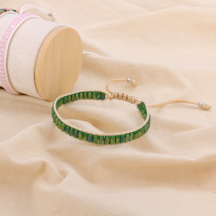 3 bracelets ajustables cristal facetté noeud macramé 0226262 multi2