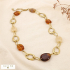 Collier acier inoxydable résine marbrée maillons 0126152 marron