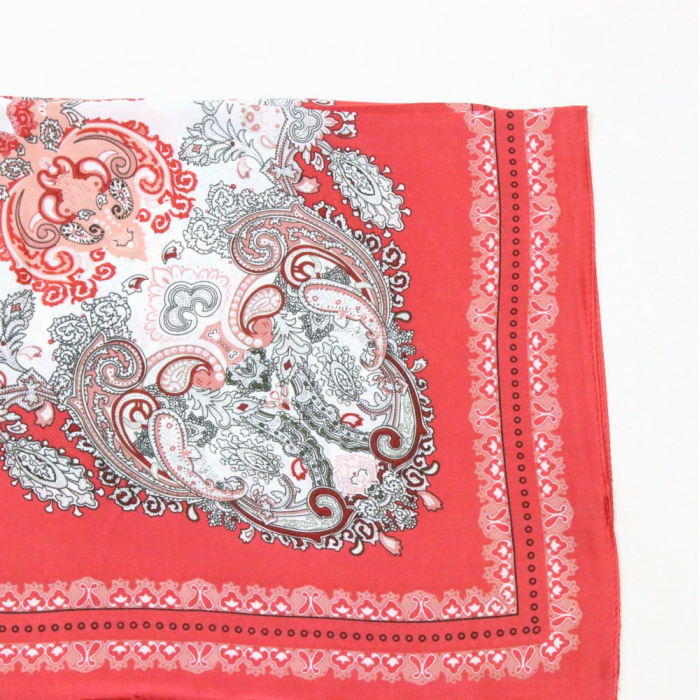 Carré satin motif cachemire Paisley polyester 0726520 rouge