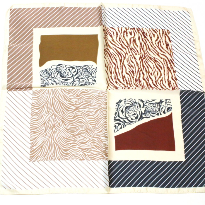 Carré satin graphique animalier rose polyester 0726544 taupe