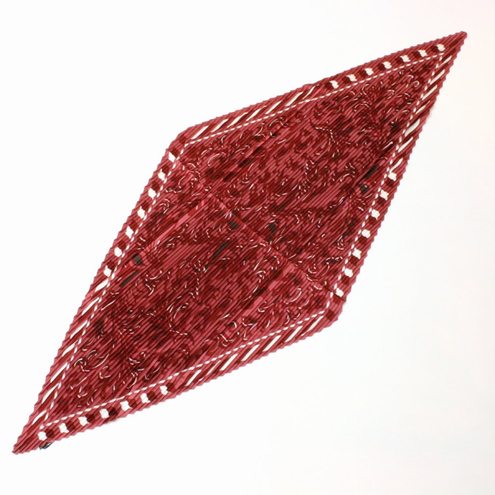 Foulard satin plissé imprimé graphique polyester 0726528 rouge bordeaux